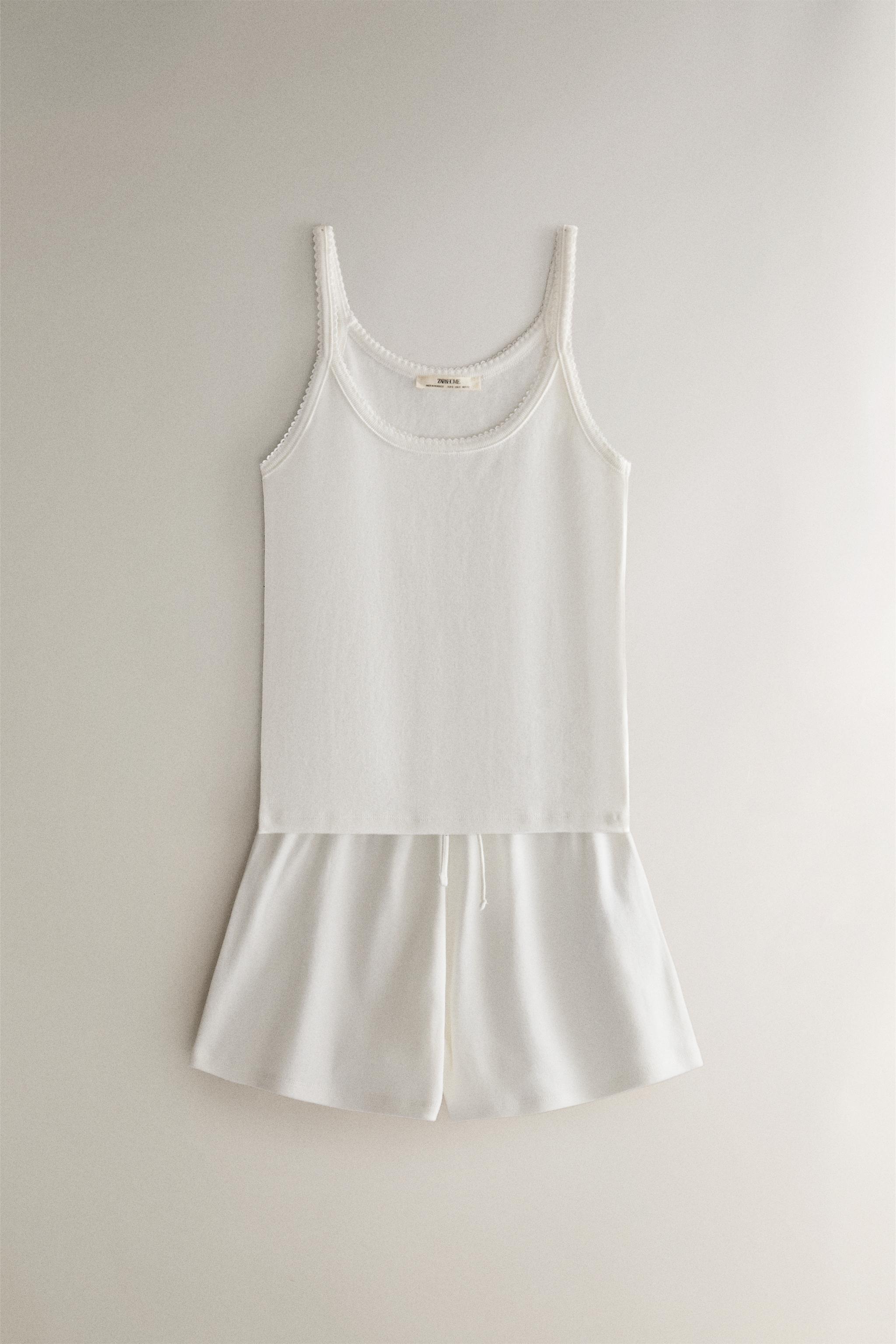 LACE-TRIMMED STRAPPY TOP